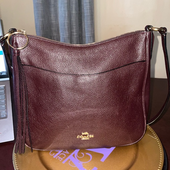 COACH CHAISE CROSSBODY PEBBLE LEATHER  Oxblood EUC minimalist goth academia prep - Picture 1 of 12